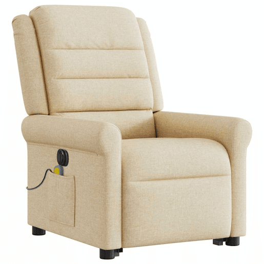Poltrona elétrica elevatória massagens - Poltrona relax tecido creme Poltrona elétrica elevatória massagens - Poltrona relax tecido creme