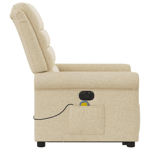 Poltrona elétrica elevatória massagens - Poltrona relax tecido creme Poltrona elétrica elevatória massagens - Poltrona relax tecido creme
