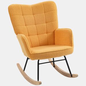 HOMCOM Poltrona Baloiço Poltrona de Sala de Estar Oscilação de 40° com Pés de Madeira de Faia e Estrutura de Aço para Dormitório Carga Máxima 120 kg 71x98x101 cm Amarelo