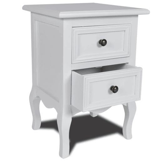 Mesa De Cabeceira - Mesinha De Cabeceira com 2 gavetas MDF branco