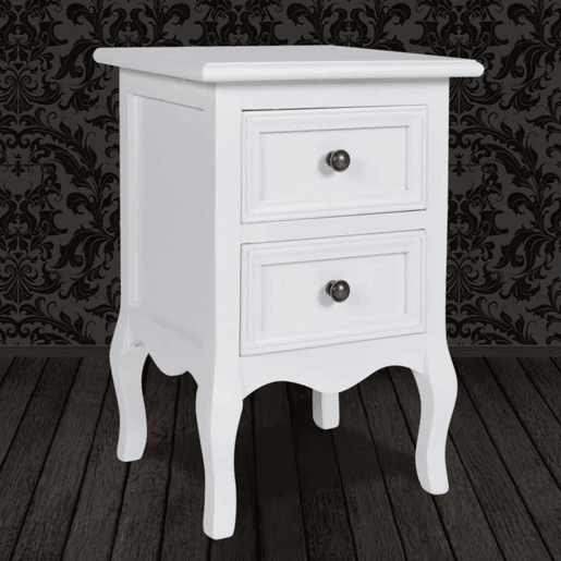 Mesa De Cabeceira - Mesinha De Cabeceira com 2 gavetas MDF branco