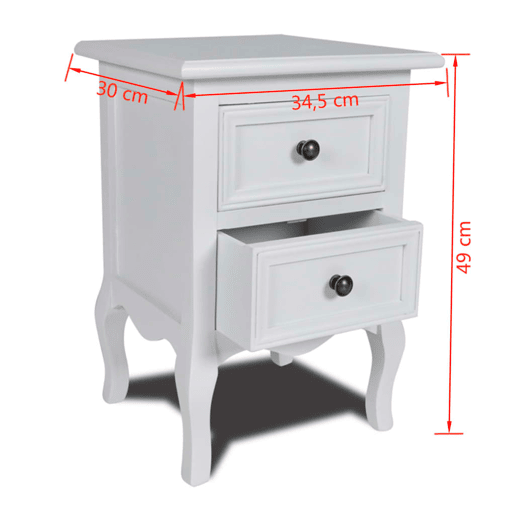 Mesa De Cabeceira - Mesinha De Cabeceira com 2 gavetas MDF branco