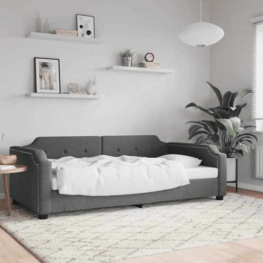 Sofá-cama, Sofá conversível 100x200 cm tecido cinzento-escuro Sofá-cama, Sofá conversível 100x200 cm tecido cinzento-escuro