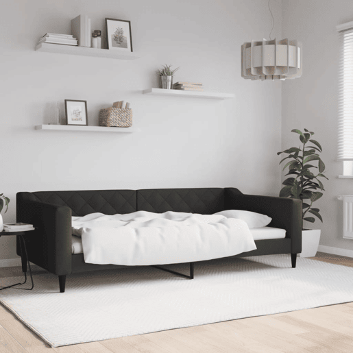 Sofá-cama, Sofá conversível 100x200 cm tecido preto
