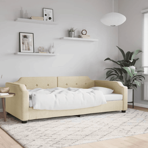 Sofá-cama, Sofá conversível 100x200 cm tecido cor creme Sofá-cama, Sofá conversível 100x200 cm tecido cor creme