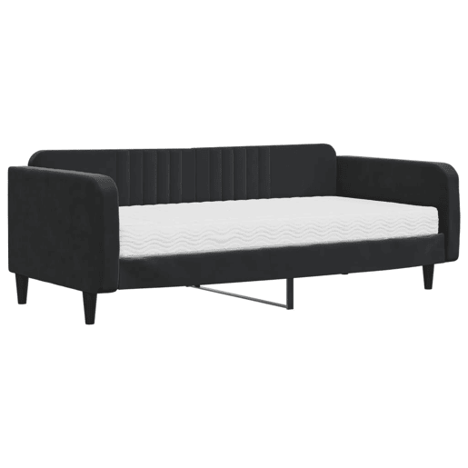 Sofá-cama, Sofá conversível com colchão 100x200 cm veludo preto