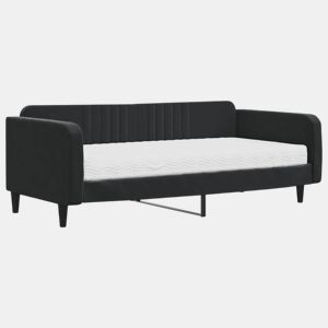 Sofá-cama, Sofá conversível com colchão 100x200 cm veludo preto