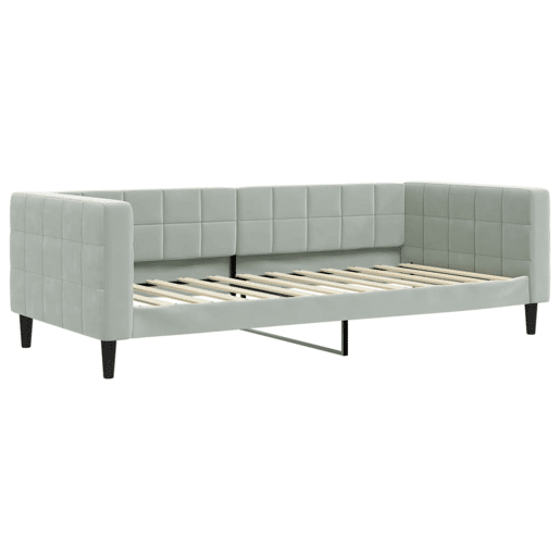 Sofá-cama, Sofá conversível 90x200 cm veludo cinzento-claro Sofá-cama, Sofá conversível 90x200 cm veludo cinzento-claro