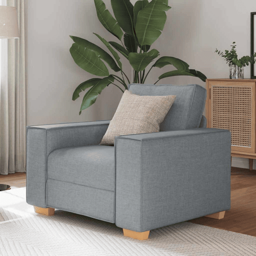 Sofá-cadeira, Sofá individual Cinza Claro 60 cm Tecido