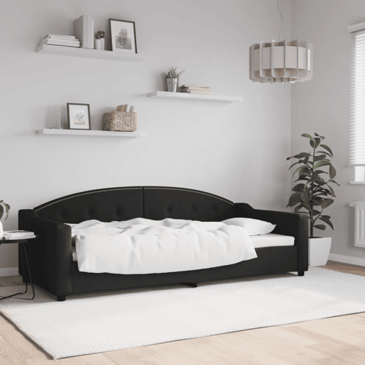 Sofá-cama, Sofá conversível 90x200 cm tecido preto