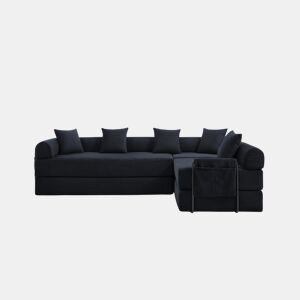 Sofá modular de 4 lugares - com arrumação, função modular, adequado para animais de estimação - Preto