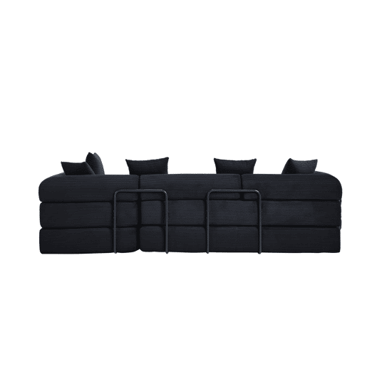 Sofá modular de 4 lugares - com arrumação, função modular, adequado para animais de estimação - Preto