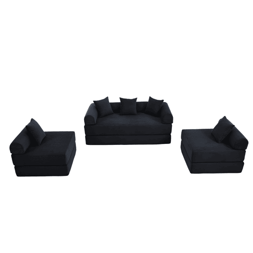 Sofá modular de 4 lugares - com arrumação, função modular, adequado para animais de estimação - Preto