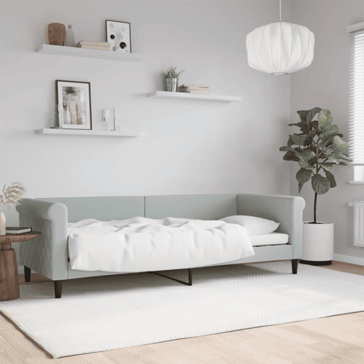 Sofá-cama, Sofá conversível 80x200 cm veludo cinzento-claro Sofá-cama, Sofá conversível 80x200 cm veludo cinzento-claro