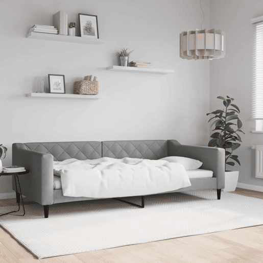Sofá-cama, Sofá conversível 100x200 cm tecido cinzento-claro Sofá-cama, Sofá conversível 100x200 cm tecido cinzento-claro