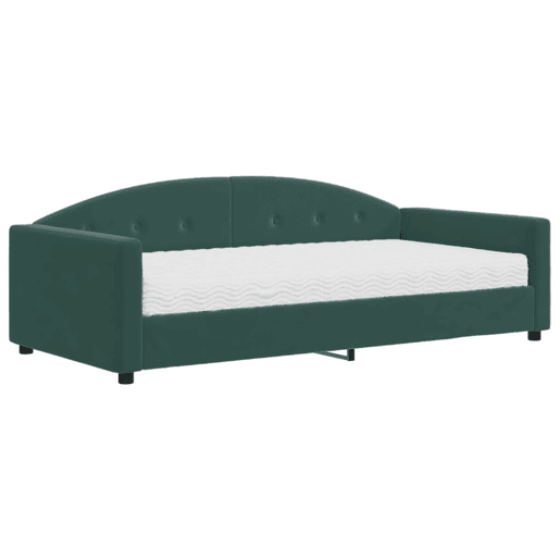 Sofá-cama, Sofá conversível com colchão 100x200 cm veludo verde-escuro Sofá-cama, Sofá conversível com colchão 100x200 cm veludo verde-escuro