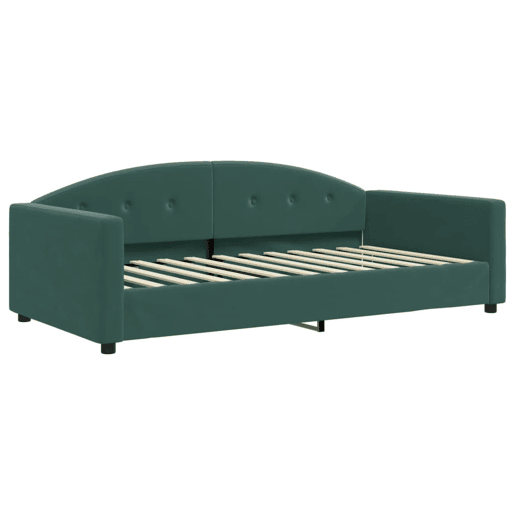 Sofá-cama, Sofá conversível com colchão 100x200 cm veludo verde-escuro Sofá-cama, Sofá conversível com colchão 100x200 cm veludo verde-escuro