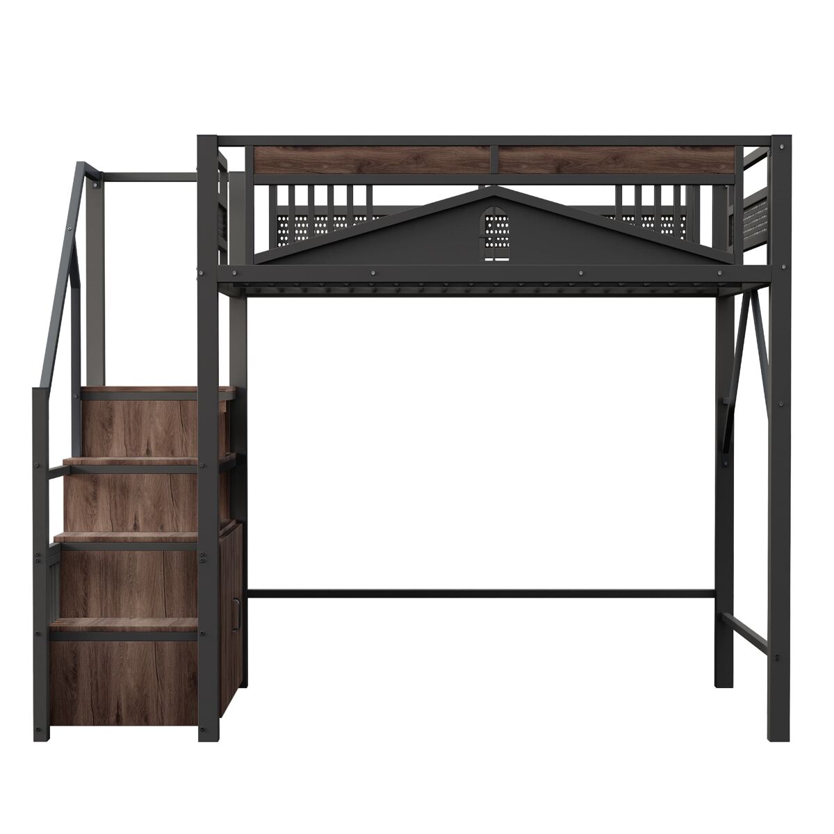 Cama alta para niños 255x145 Negro