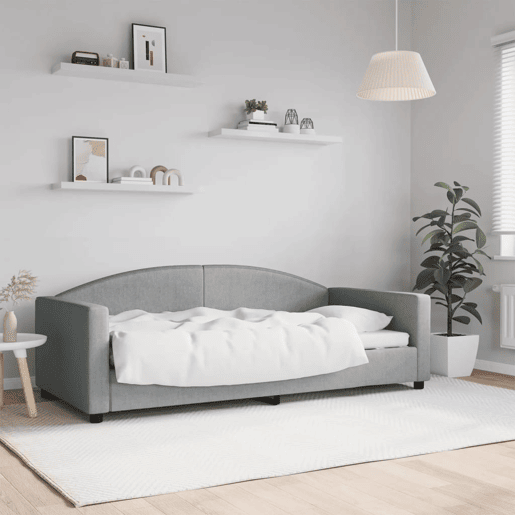 Sofá-cama, Sofá conversível 90x190 cm tecido cinzento-claro