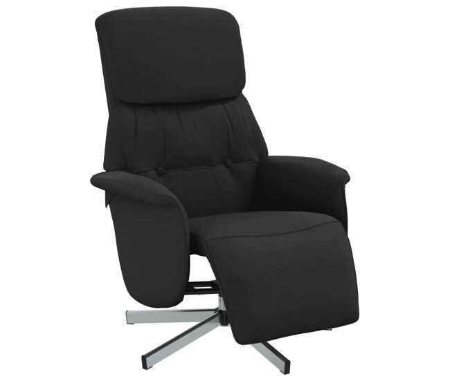 Sillón reclinable - sillón relax con reposapiés tela negra