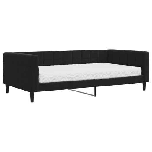 Sofá-cama, Sofá conversível com colchão 100x200 cm veludo preto