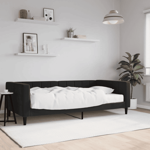 Sofá-cama, Sofá conversível com colchão 100x200 cm veludo preto