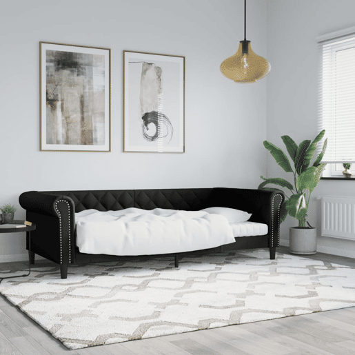 Sofá-cama, Sofá conversível 90x200 cm couro artificial preto Sofá-cama, Sofá conversível 90x200 cm couro artificial preto