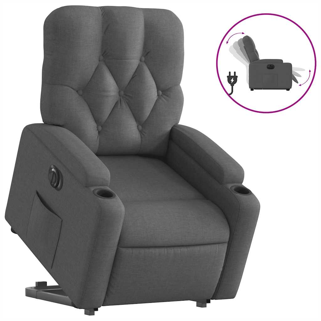 Sillón eléctrico reclinable elevable - sillón relax de tela gris oscuro
