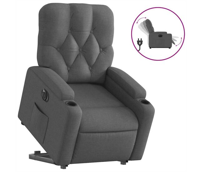 Sillón eléctrico reclinable elevable - sillón relax de tela gris oscuro