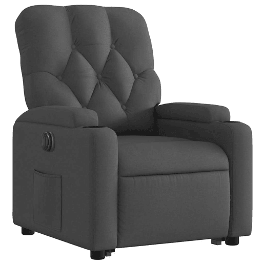 Poltrona reclinável - Poltrona relax elétrica tecido cinzento-escuro