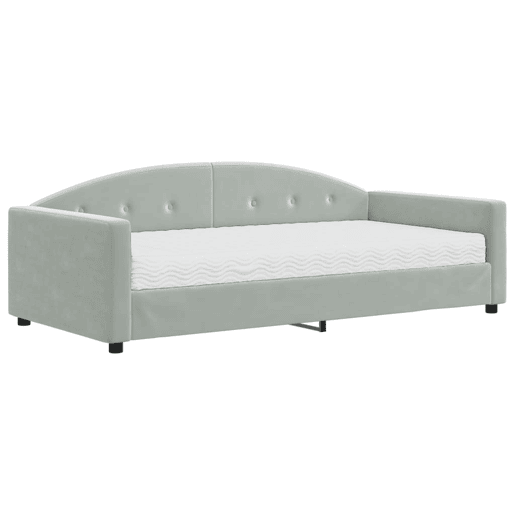 Sofá-cama, Sofá conversível com colchão 100x200 cm veludo cinzento-claro