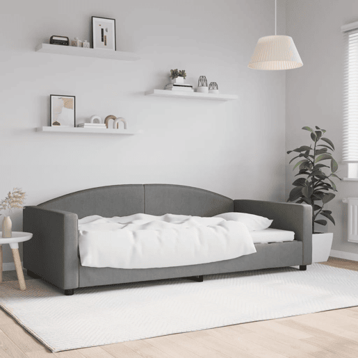Sofá-cama, Sofá conversível 100x200 cm tecido cinzento-escuro