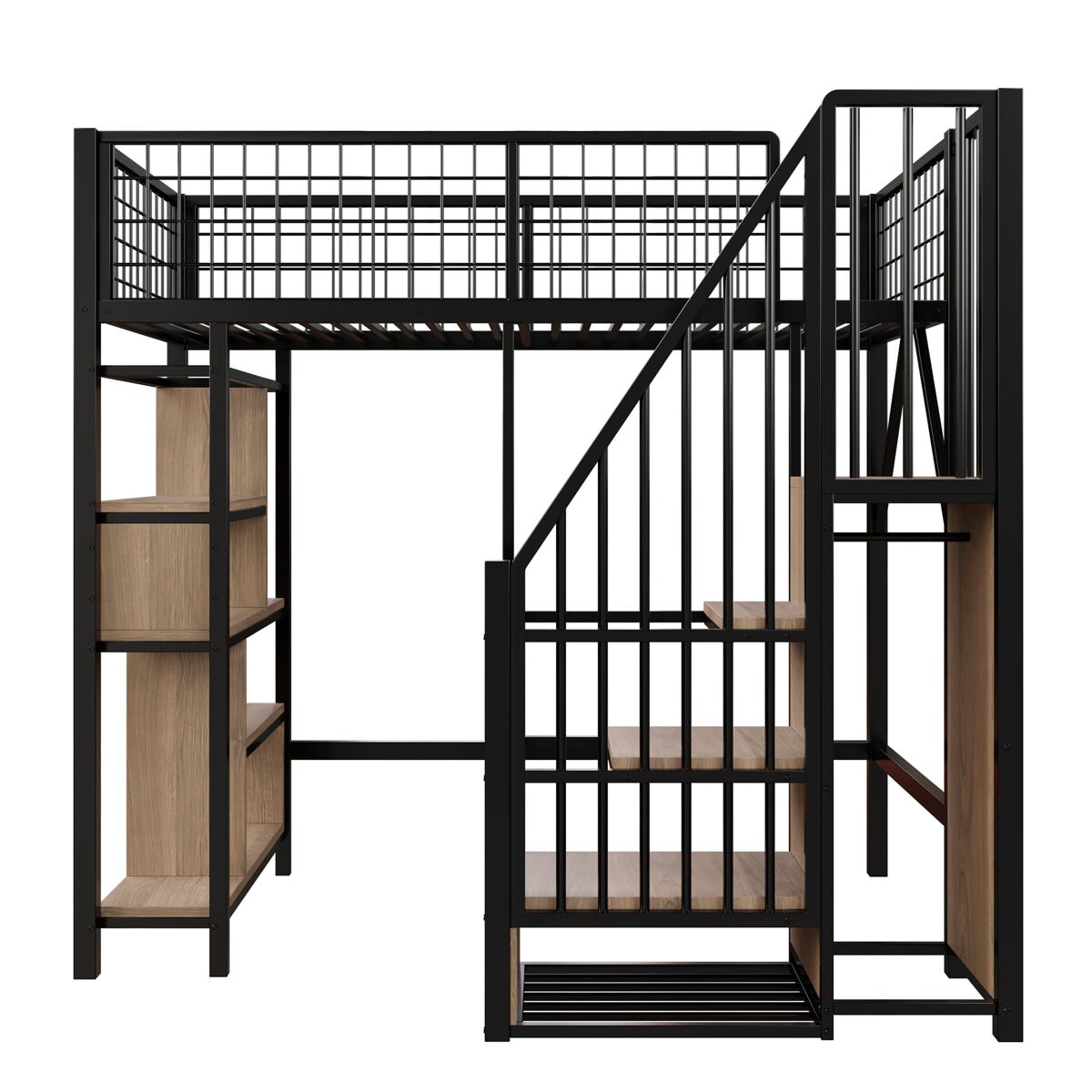 Cama alta para niños 204x143 Negro
