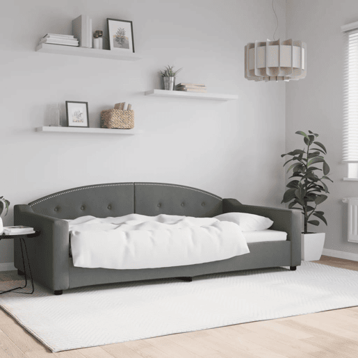 Sofá-cama, Sofá conversível 100x200 cm tecido cinzento-escuro