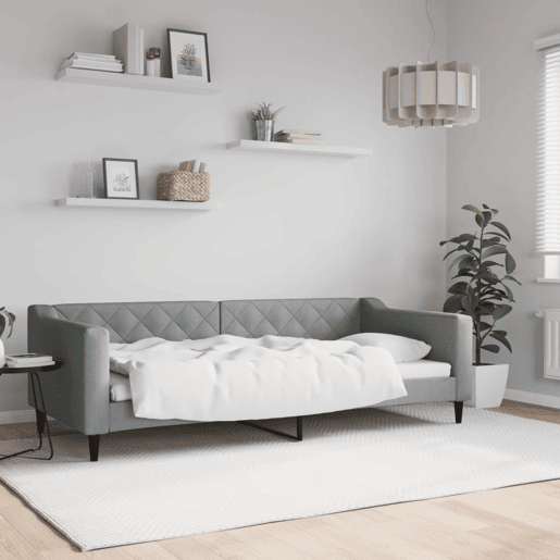 Sofá-cama, Sofá conversível 90x200 cm tecido cinzento-claro Sofá-cama, Sofá conversível 90x200 cm tecido cinzento-claro