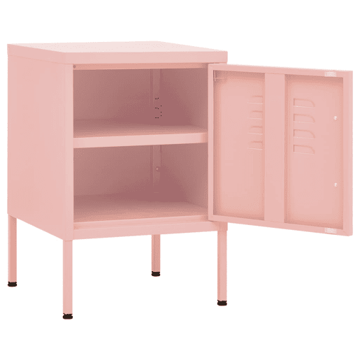 Lote de 2 Mesas De Cabeceira - Mesinhas De Cabeceira 35x35x51 cm aço rosa