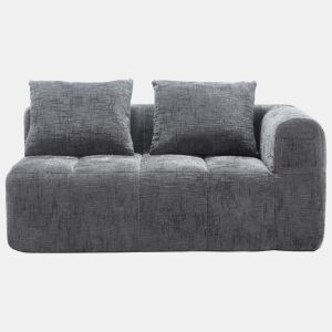 Sofá confortável de 2 lugares - Sem montagem, com almofada, bolsos laterais, cinzento