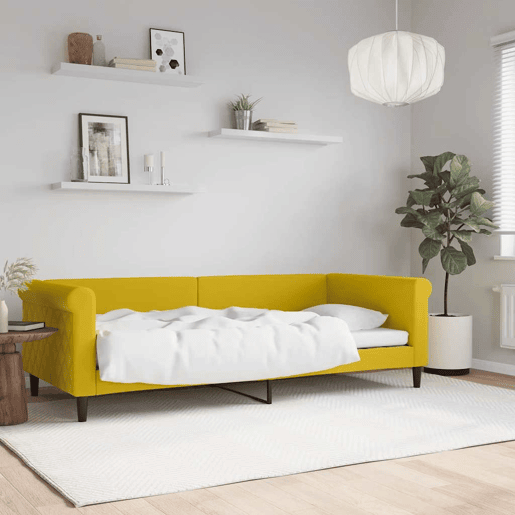 Sofá-cama, Sofá conversível 90x200 cm veludo amarelo Sofá-cama, Sofá conversível 90x200 cm veludo amarelo