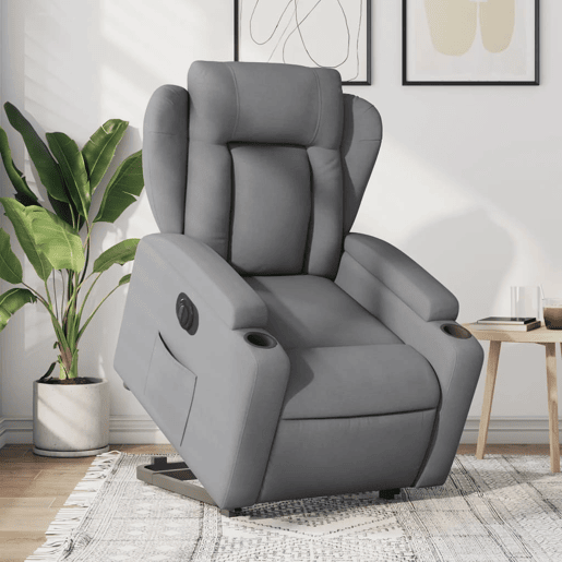 Poltrona reclinável - Poltrona relax elétrica tecido cinzento-claro