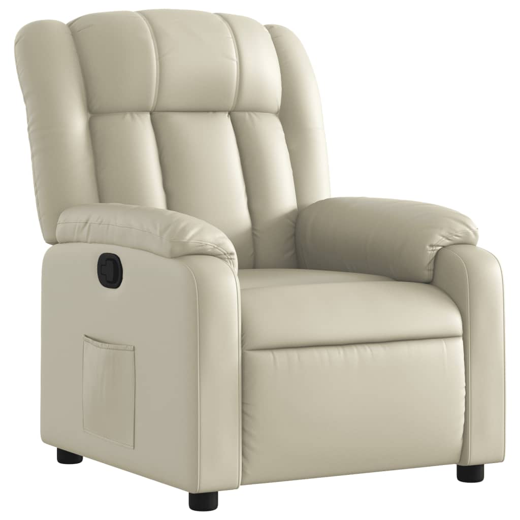 Sillón reclinable - sillón relax de cuero sintético crema
