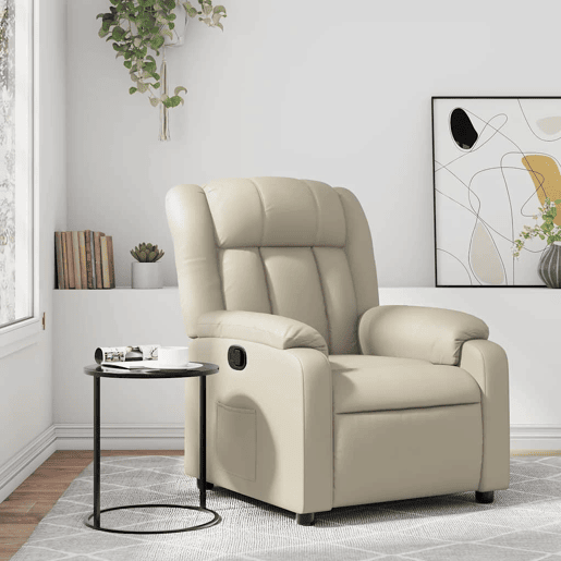 Poltrona reclinável - Poltrona relax couro artificial cor creme