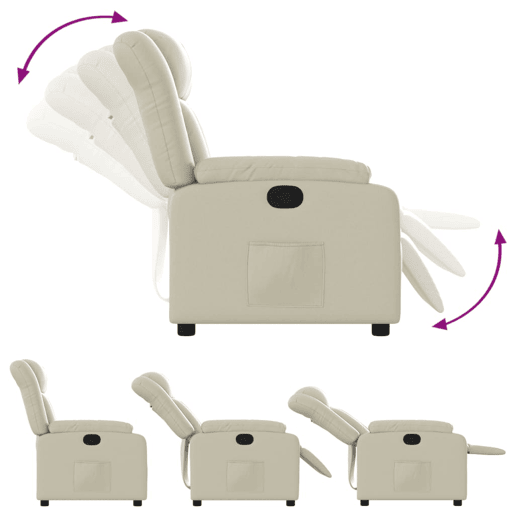 Poltrona reclinável - Poltrona relax couro artificial cor creme
