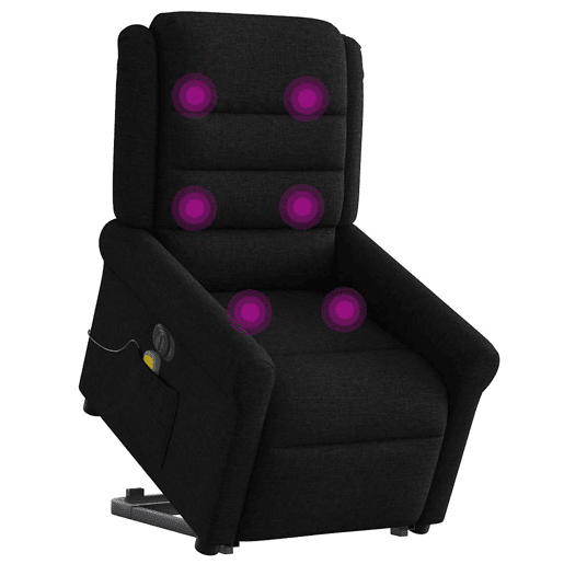 Poltrona elétrica elevatória massagens - Poltrona relax tecido preto Poltrona elétrica elevatória massagens - Poltrona relax tecido preto