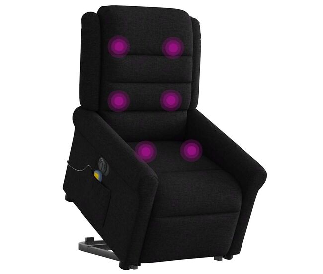 Sillón de masaje eléctrico reclinable - sillón relax elevable tela negro