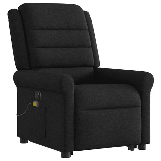 Poltrona elétrica elevatória massagens - Poltrona relax tecido preto Poltrona elétrica elevatória massagens - Poltrona relax tecido preto
