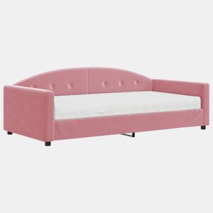 Sofá-cama, Sofá conversível com colchão 100x200 cm veludo rosa