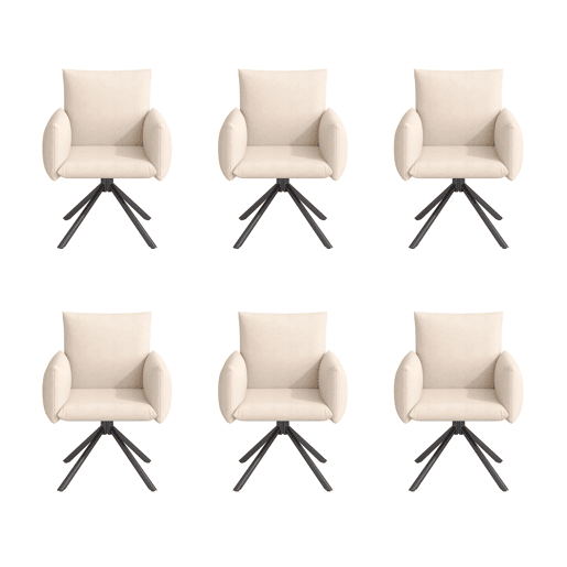Conjunto de sala de jantar para 6 pessoas 120160x80 cm - Mesa extensível com pernas em V, cadeiras de veludo - Branco