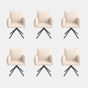 Conjunto de sala de jantar para 6 pessoas 120160x80 cm - Mesa extensível com pernas em V, cadeiras de veludo - Branco