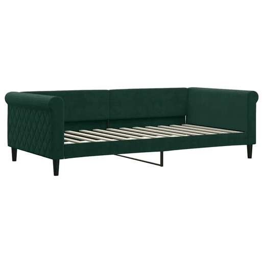 Sofá-cama, Sofá conversível com colchão 100x200 cm veludo verde-escuro
