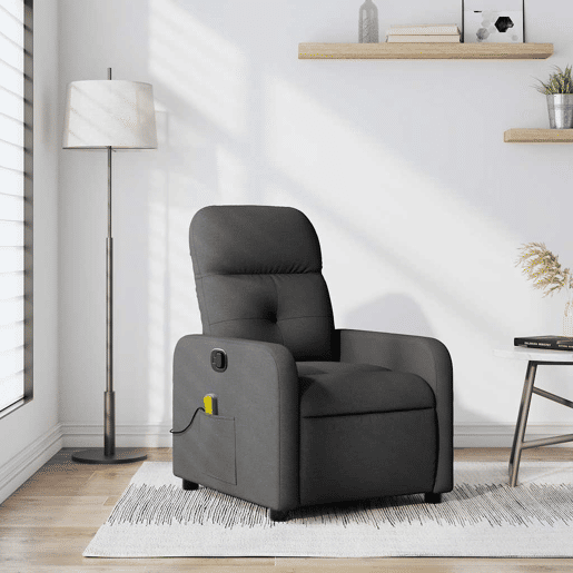 Poltrona de massagens reclinável - Poltrona relax tecido cinzento-escuro